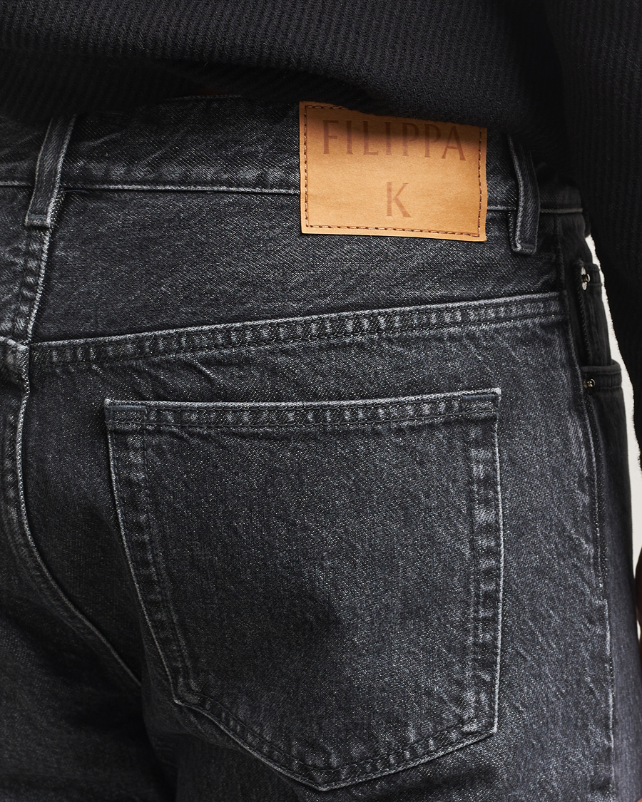 Hombres | Pantalones | Filippa K | Tapered Cropped Jeans Washed Black