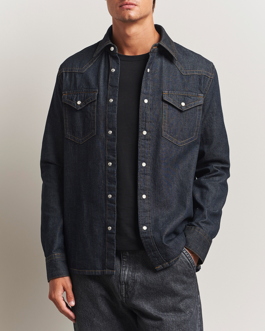 Hombres | Camisas | Filippa K | Western Denim Shirt Rinsed Blue Wash