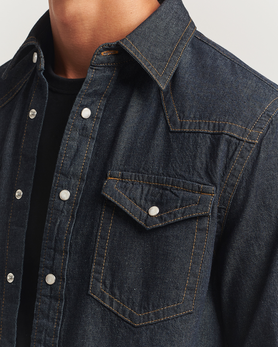 Hombres | Camisas | Filippa K | Western Denim Shirt Rinsed Blue Wash