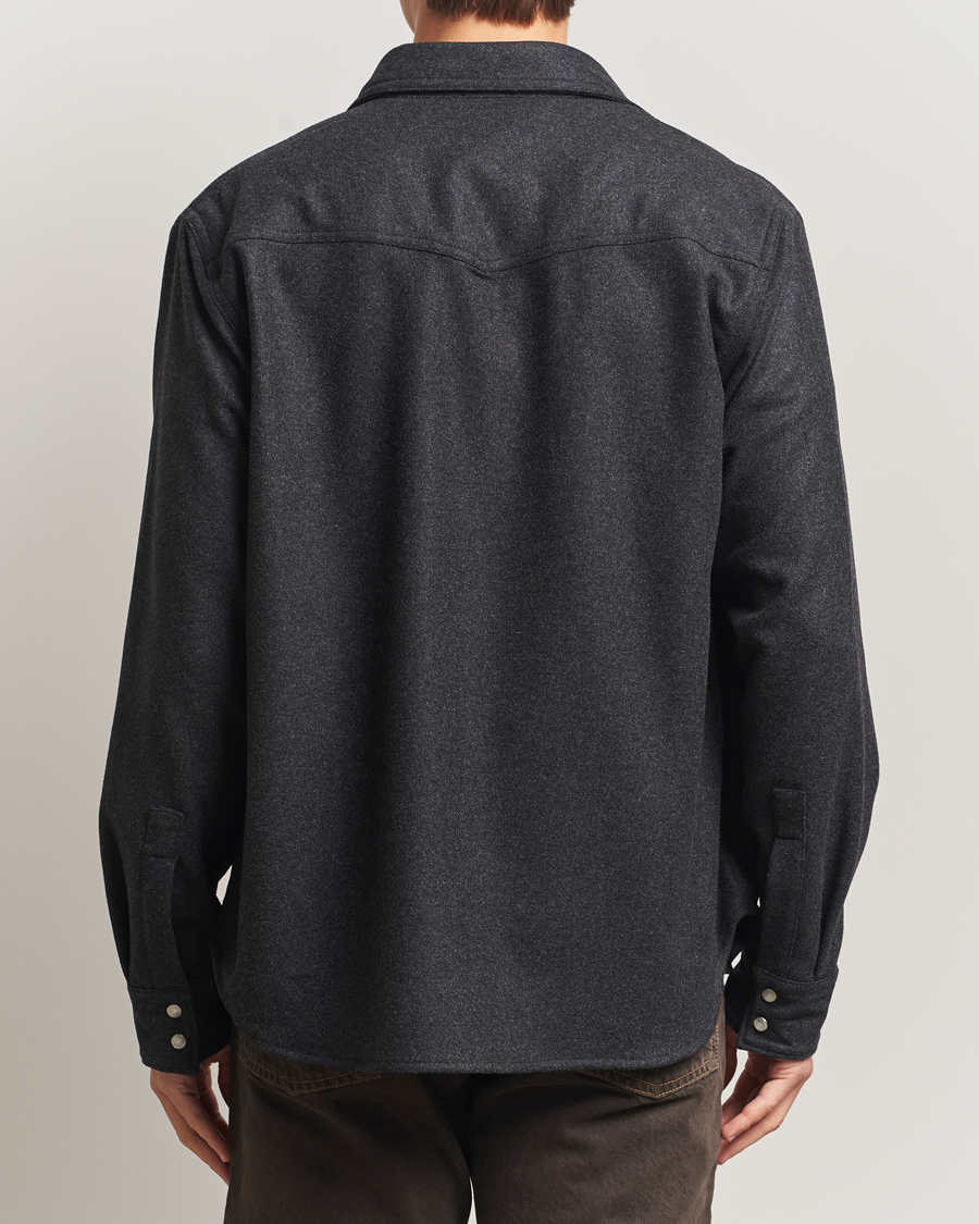 Hombres | Camisas | Filippa K | Western Wool Shirt Anthracite Melange