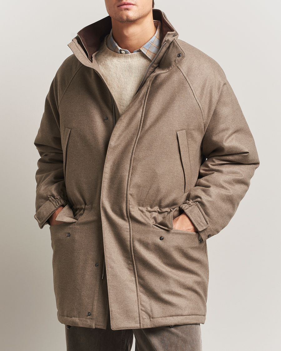 Hombres | Abrigos y chaquetas | Auralee | Wool Flannel Down Coat Brown