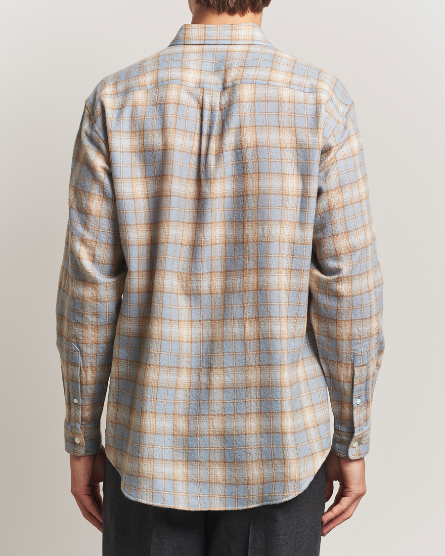 Hombres | Camisas | Auralee | Airy Wool Check Shirt Blue/Beige