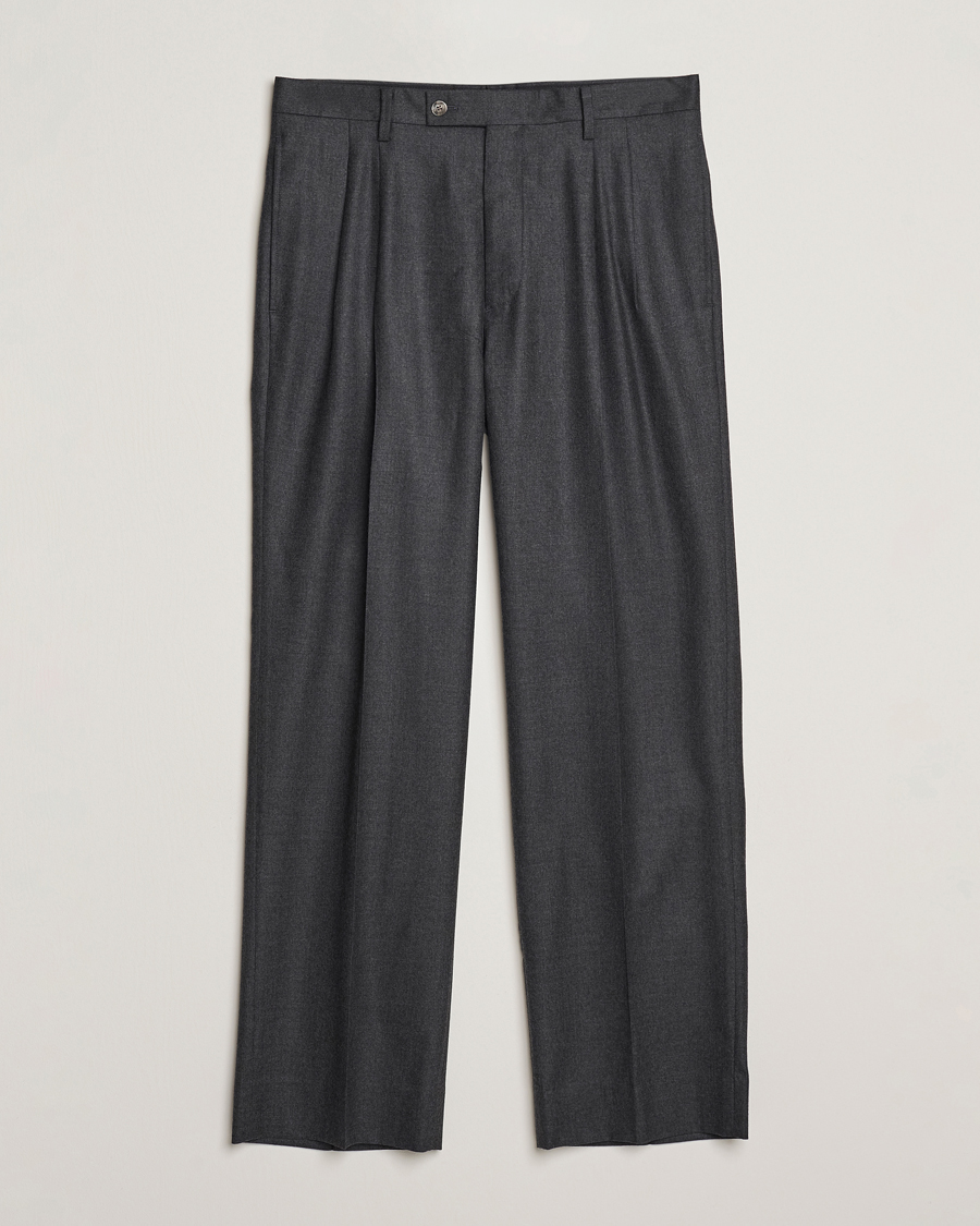 Hombres | Pantalones | Auralee | Superlight Flannel Slacks Charcoal