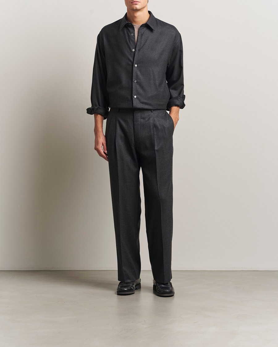 Hombres | Pantalones | Auralee | Superlight Flannel Slacks Charcoal