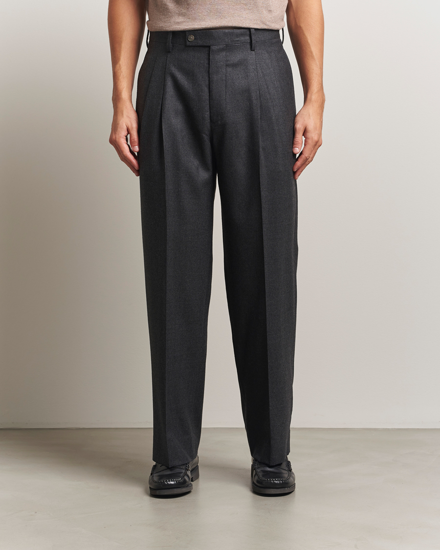 Hombres | Pantalones | Auralee | Superlight Flannel Slacks Charcoal