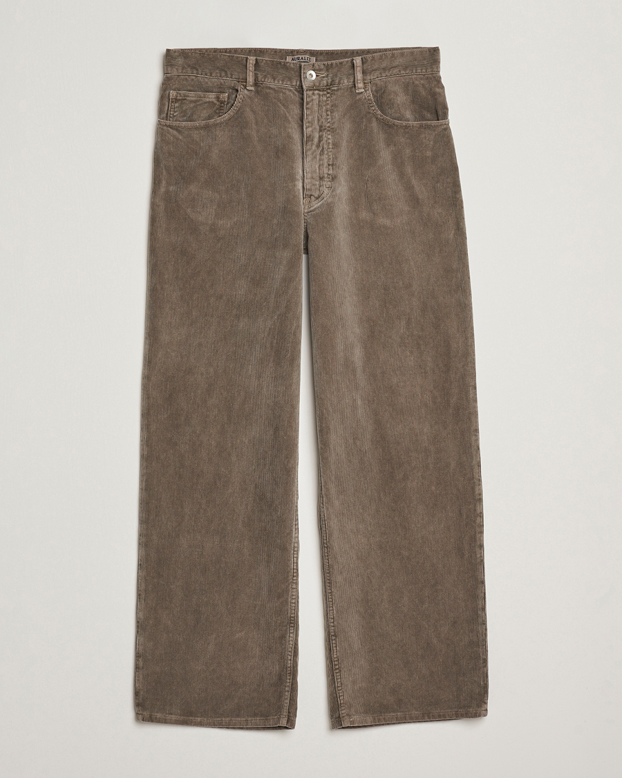 Hombres | Pantalones | Auralee | Dyed Corduroy 5-Pocket Pants Olive