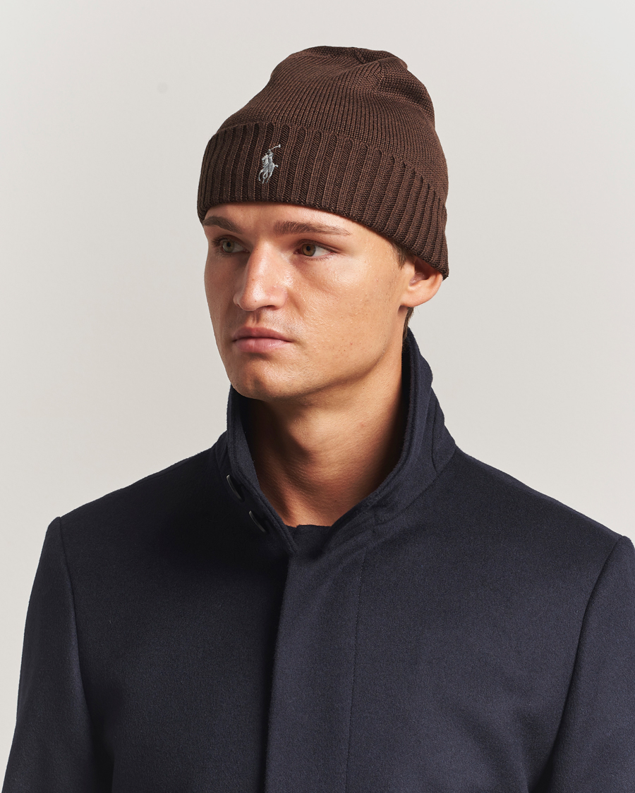 Hombres | Polo Ralph Lauren Merino Beanie Brown Melange | Polo Ralph Lauren | Merino Beanie Brown Melange