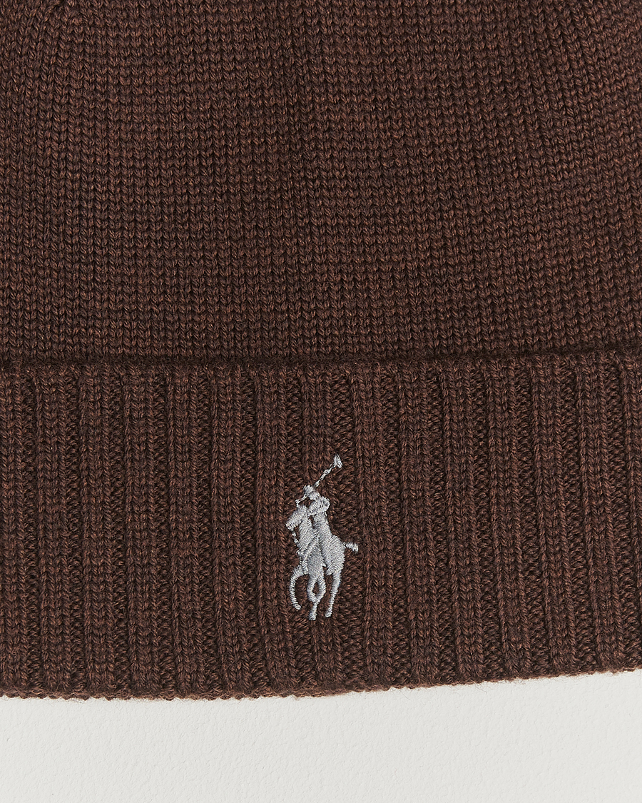 Hombres | Polo Ralph Lauren Merino Beanie Brown Melange | Polo Ralph Lauren | Merino Beanie Brown Melange