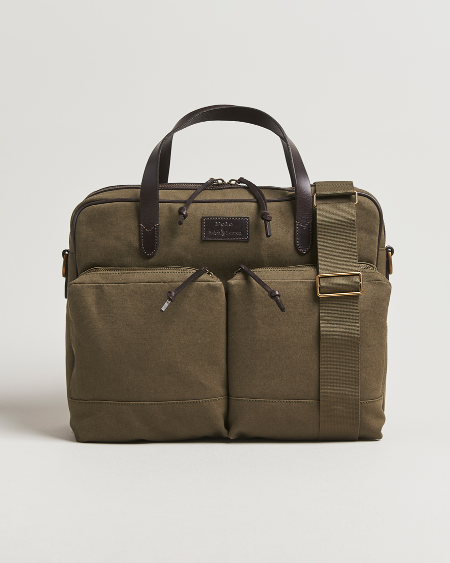 Hombres | Polo Ralph Lauren Commuter Canvas Messenger Bag Defender Green/Brown | Polo Ralph Lauren | Commuter Canvas Messenger Bag Defender Green/Brown