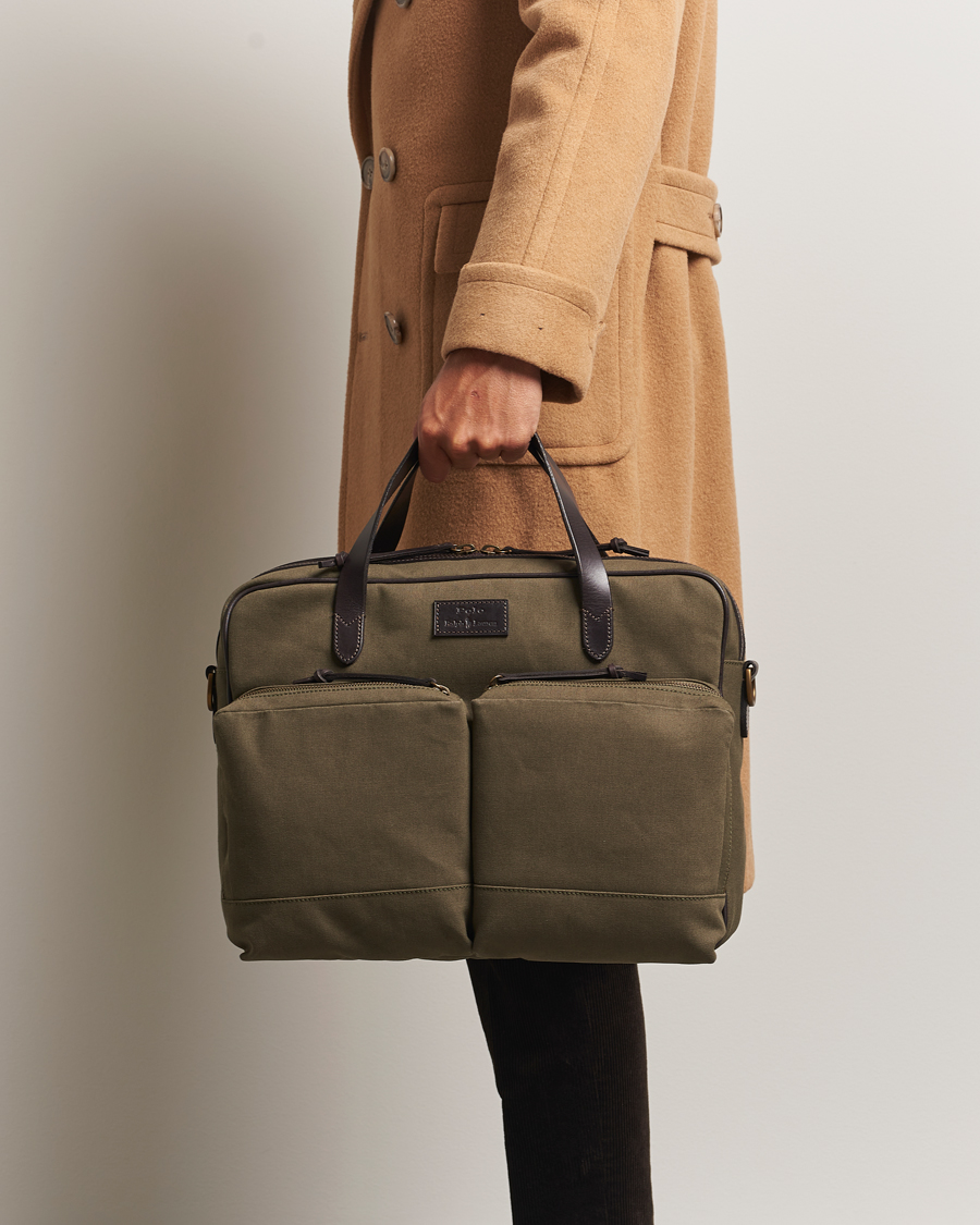 Hombres | Polo Ralph Lauren Commuter Canvas Messenger Bag Defender Green/Brown | Polo Ralph Lauren | Commuter Canvas Messenger Bag Defender Green/Brown