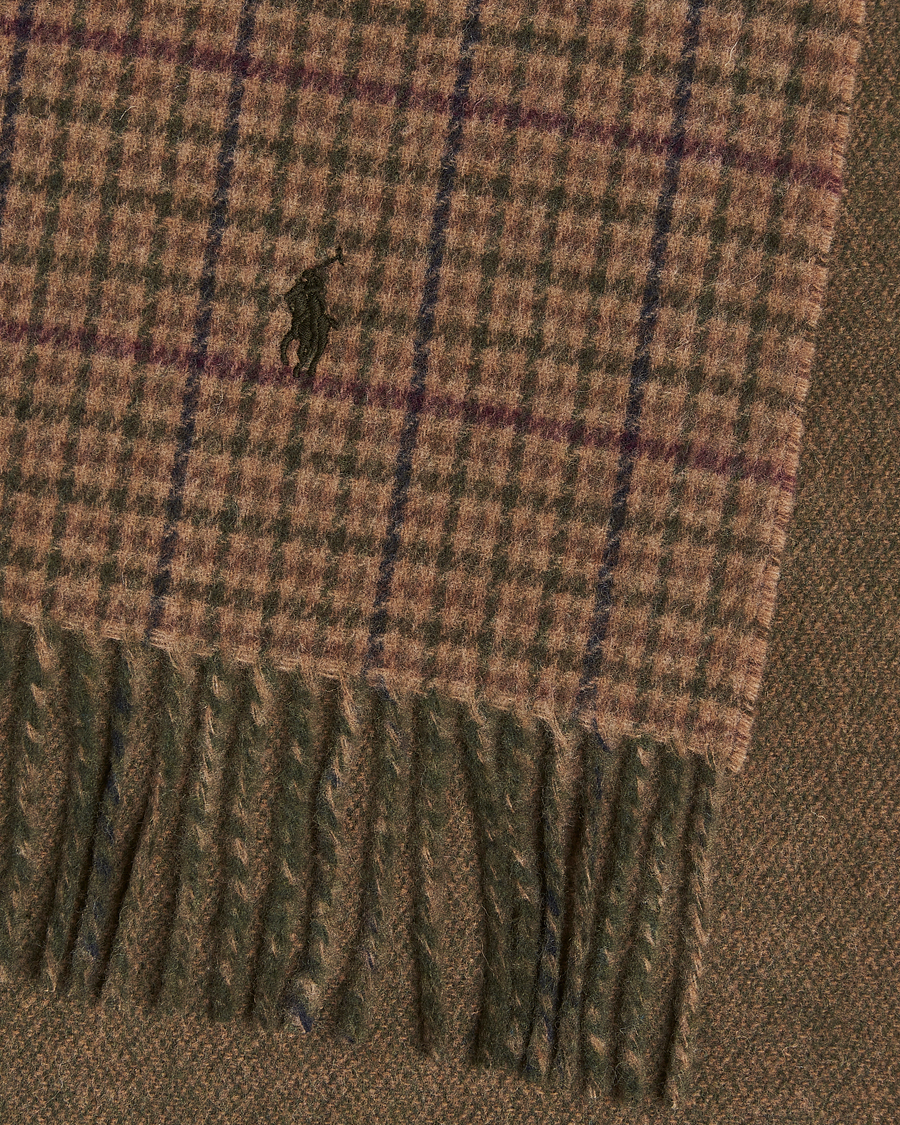 Hombres | Polo Ralph Lauren Wool Blend Scarf Olive Check | Polo Ralph Lauren | Wool Blend Scarf Olive Check