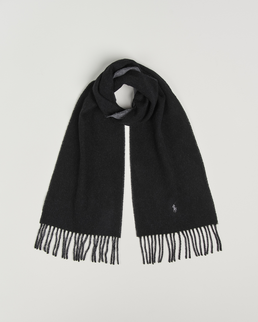 Hombres | Polo Ralph Lauren Reversible Wool Scarf Polo Black/Grey | Polo Ralph Lauren | Reversible Wool Scarf Polo Black/Grey