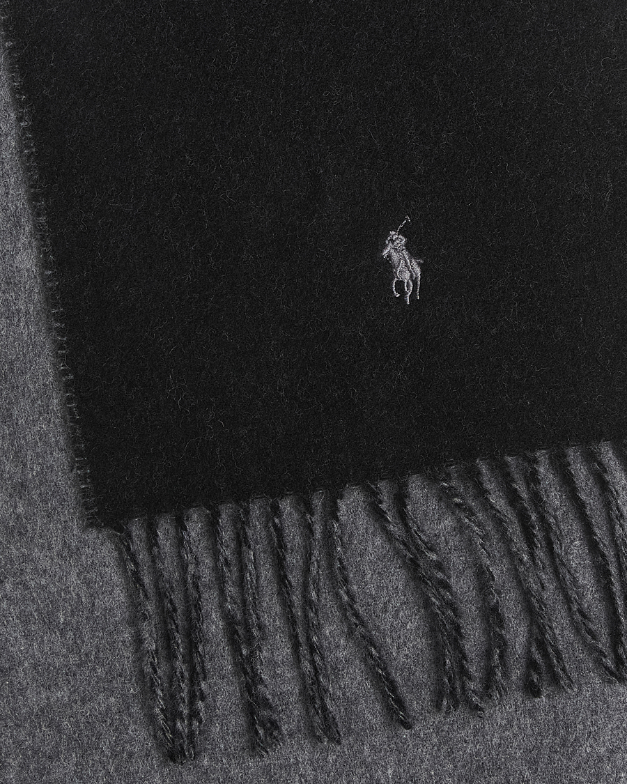 Hombres | Polo Ralph Lauren Reversible Wool Scarf Polo Black/Grey | Polo Ralph Lauren | Reversible Wool Scarf Polo Black/Grey