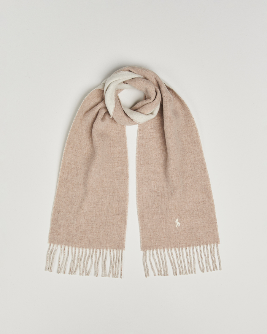 Hombres | Polo Ralph Lauren Reversible Wool Scarf Taupe/Winter Cream | Polo Ralph Lauren | Reversible Wool Scarf Taupe/Winter Cream