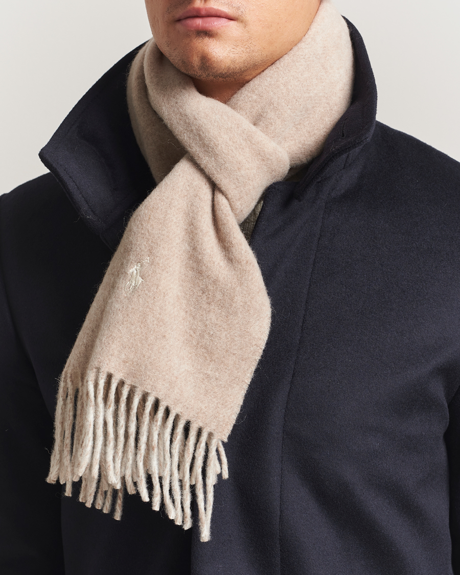 Hombres | Polo Ralph Lauren Reversible Wool Scarf Taupe/Winter Cream | Polo Ralph Lauren | Reversible Wool Scarf Taupe/Winter Cream