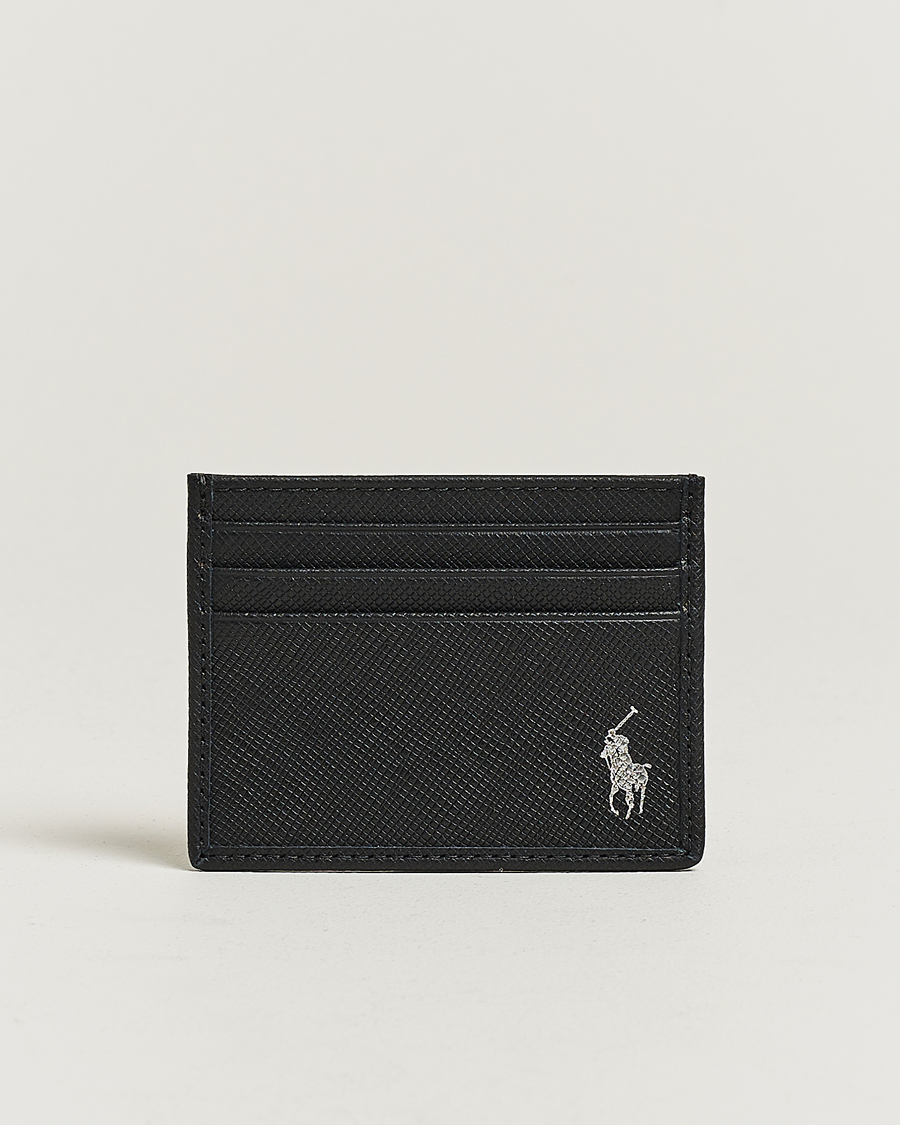 Hombres | Polo Ralph Lauren Saffiano Leather Credit Card Case Black | Polo Ralph Lauren | Saffiano Leather Credit Card Case Black