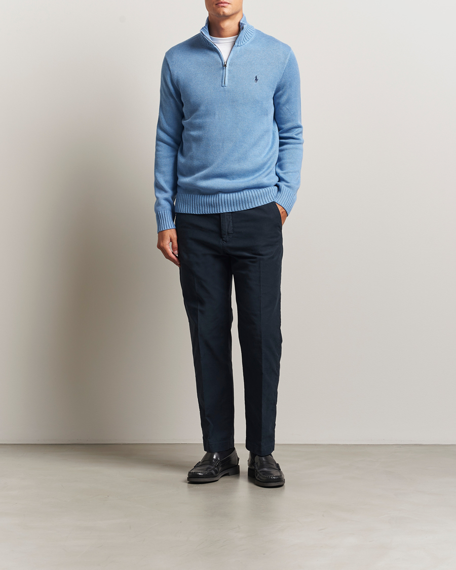 Hombres | Jerséis y prendas de punto | Polo Ralph Lauren | Cotton Pullover Half Zip Soft Royal Heather