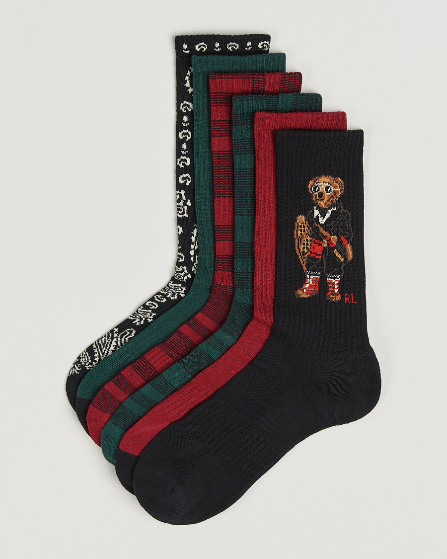 Hombres | Ropa interior y calcetines | Polo Ralph Lauren | 6-Pack Crew Sock Red/Green/Black