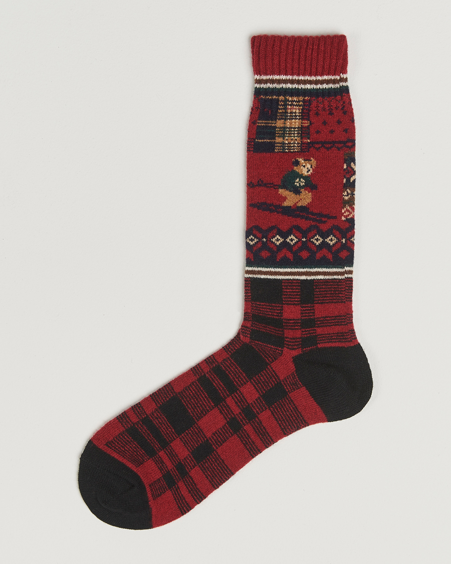 Hombres | Ropa interior y calcetines | Polo Ralph Lauren | Patchwork Bear Lambswool Sock Red Multi