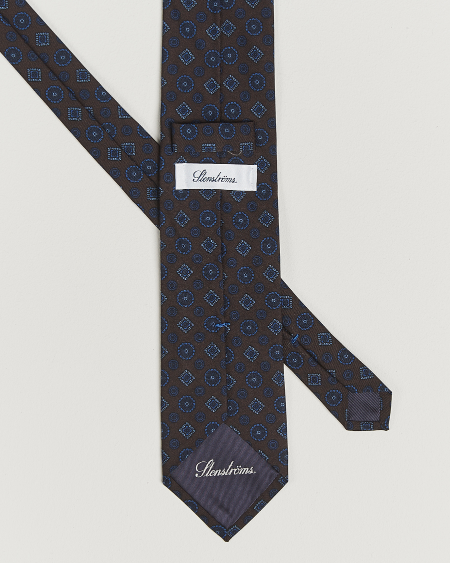 Hombres | Stenströms Woven Wool Tie 7,5cm Brown | Stenströms | Woven Wool Tie 7,5cm Brown