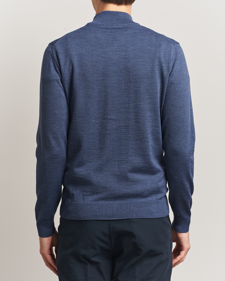 Hombres | Jerséis y prendas de punto | Stenströms | Merino Full Zip Denim Blue