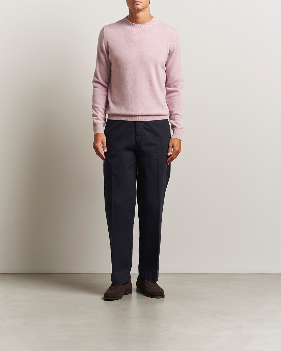 Hombres | Jerséis y prendas de punto | Stenströms | Cashmere Crewneck Dusty Pink