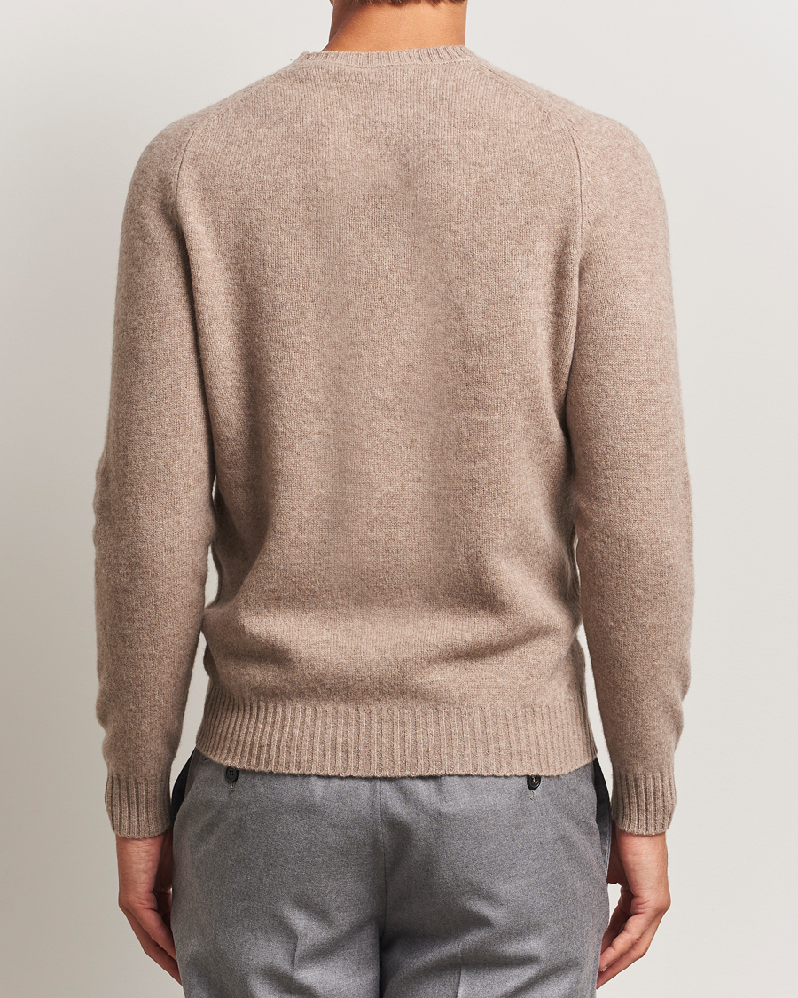 Hombres | Jerséis y prendas de punto | Stenströms | Knitted Yak/Merino Crew Neck Light Brown