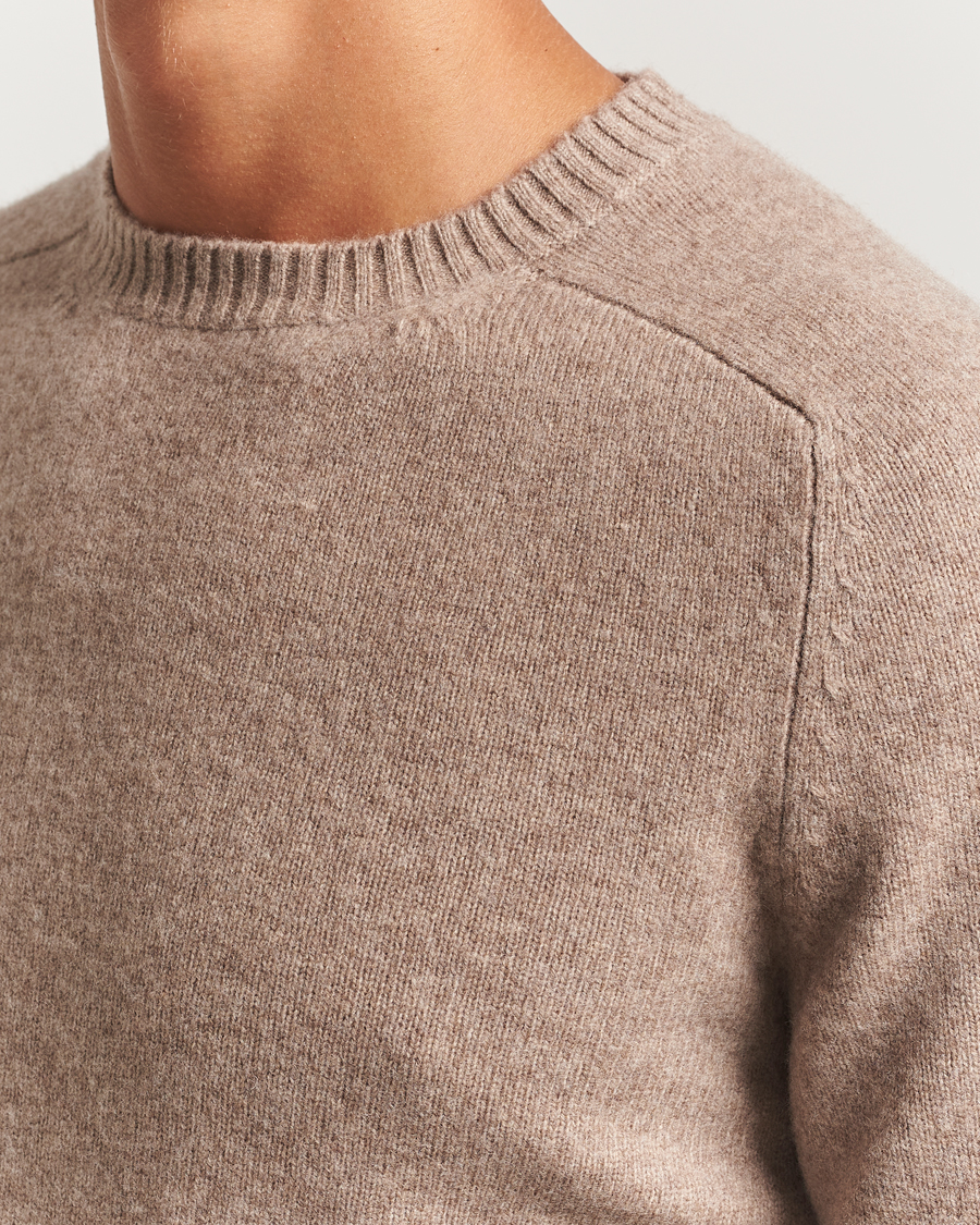 Hombres | Jerséis y prendas de punto | Stenströms | Knitted Yak/Merino Crew Neck Light Brown