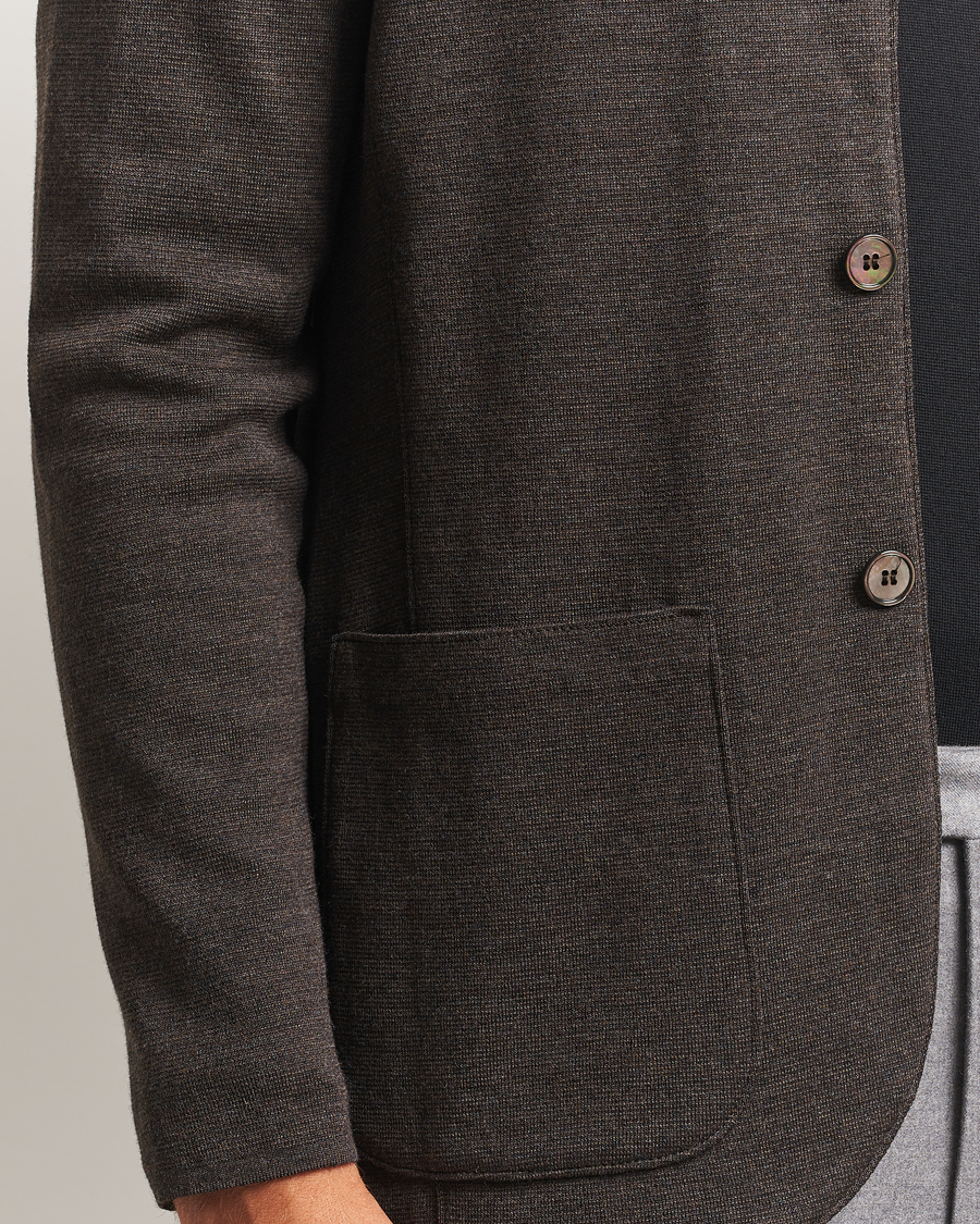 Hombres | Blazers | Stenströms | Milano Knitted Merino Blazer Dark Brown