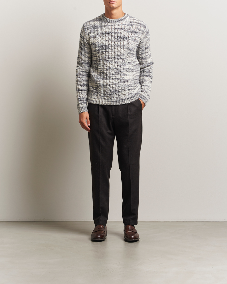 Hombres | Jerséis y prendas de punto | Stenströms | Alpacka Cable Knitted Crew Neck Grey