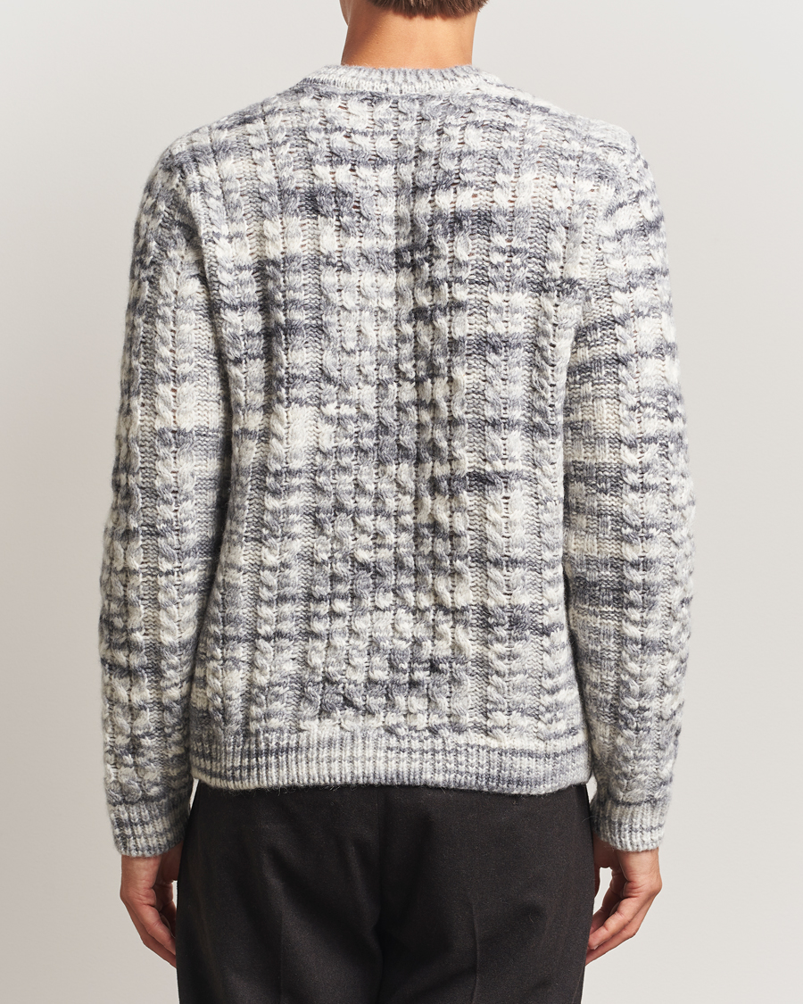 Hombres | Jerséis y prendas de punto | Stenströms | Alpacka Cable Knitted Crew Neck Grey