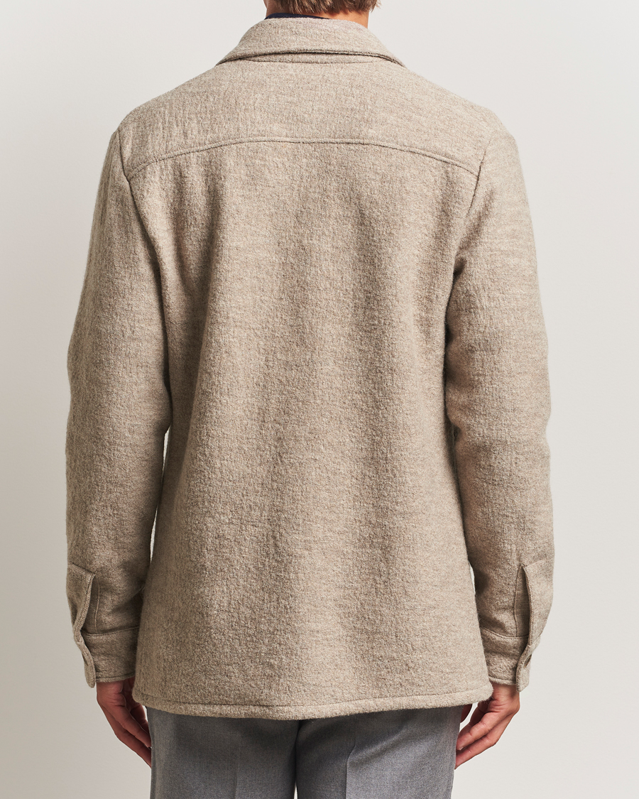 Hombres | Camisas | Stenströms | Felted Wool Overshirt Beige