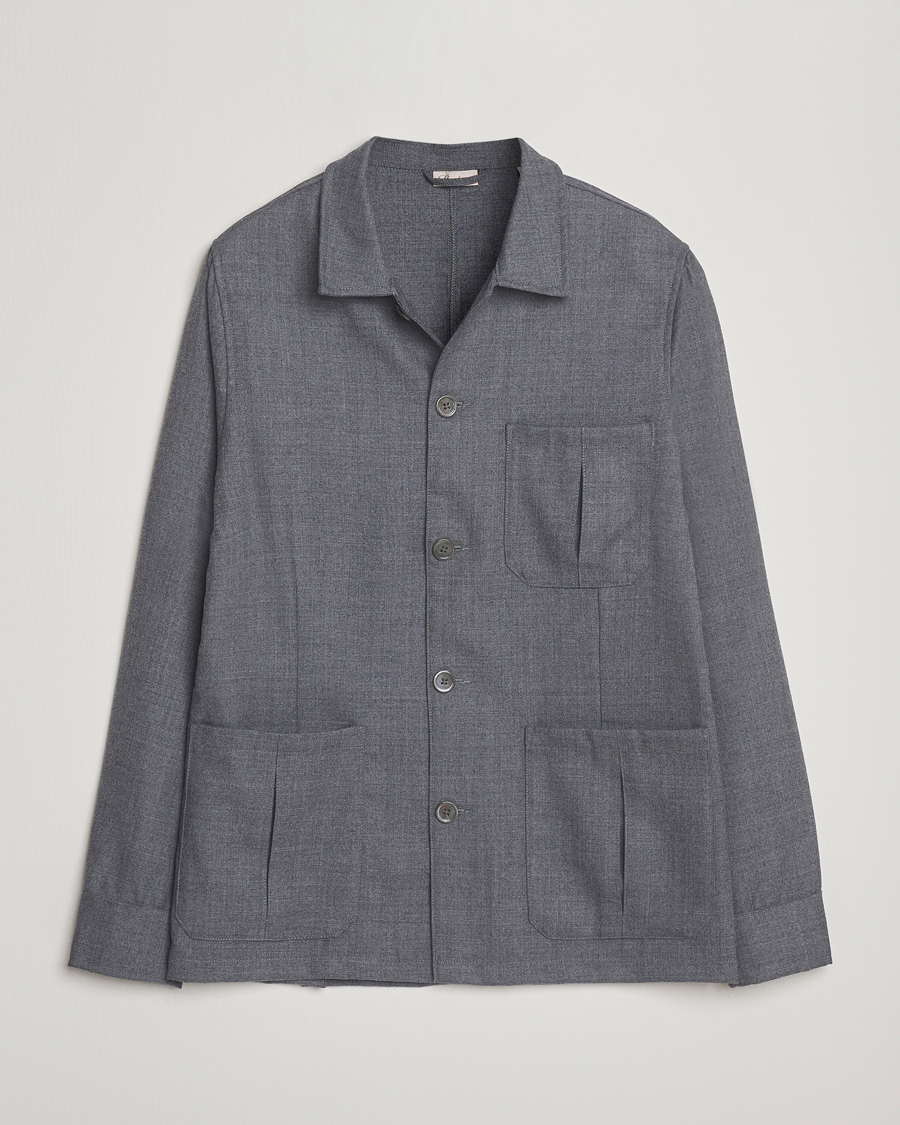 Hombres | Camisas | Stenströms | Wool Overshirt Grey