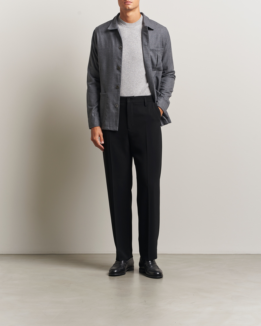Hombres | Camisas | Stenströms | Wool Overshirt Grey
