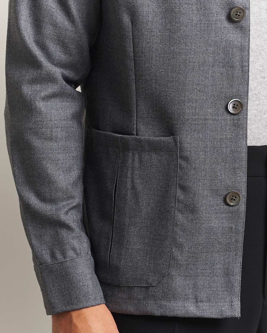 Hombres | Camisas | Stenströms | Wool Overshirt Grey