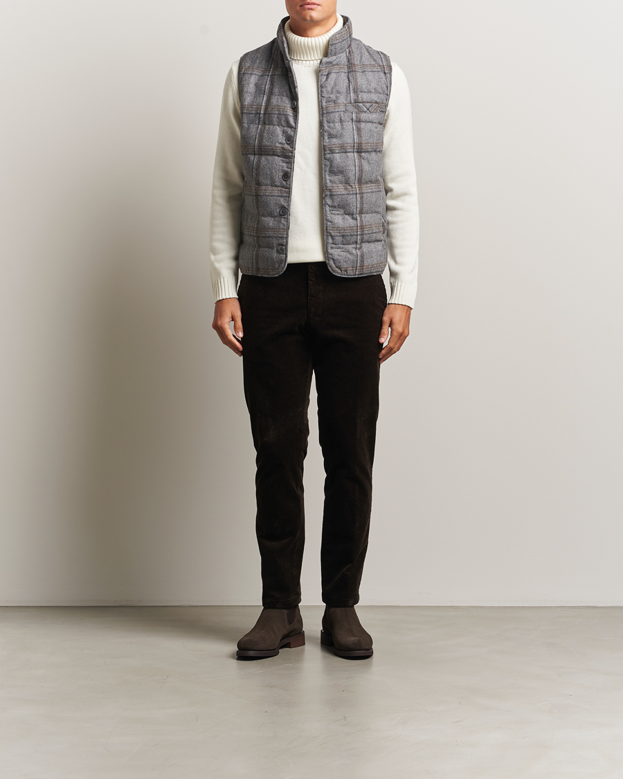 Hombres | Chalecos | Stenströms | Check Wool Padded Vest Grey