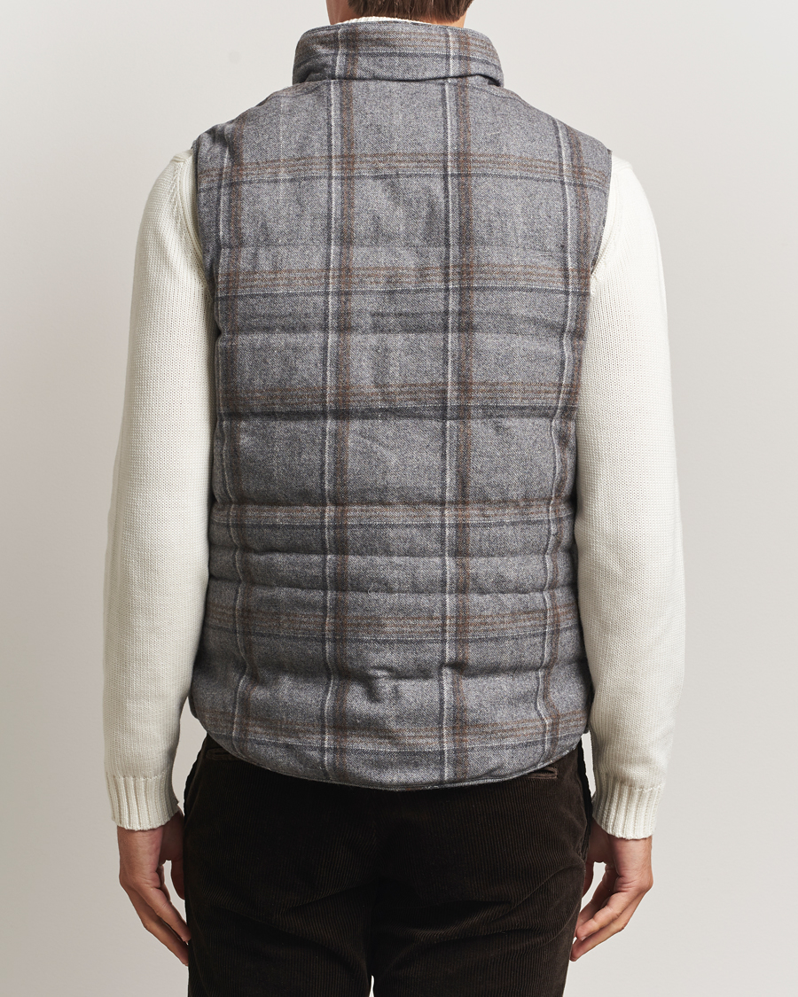 Hombres | Chalecos | Stenströms | Check Wool Padded Vest Grey