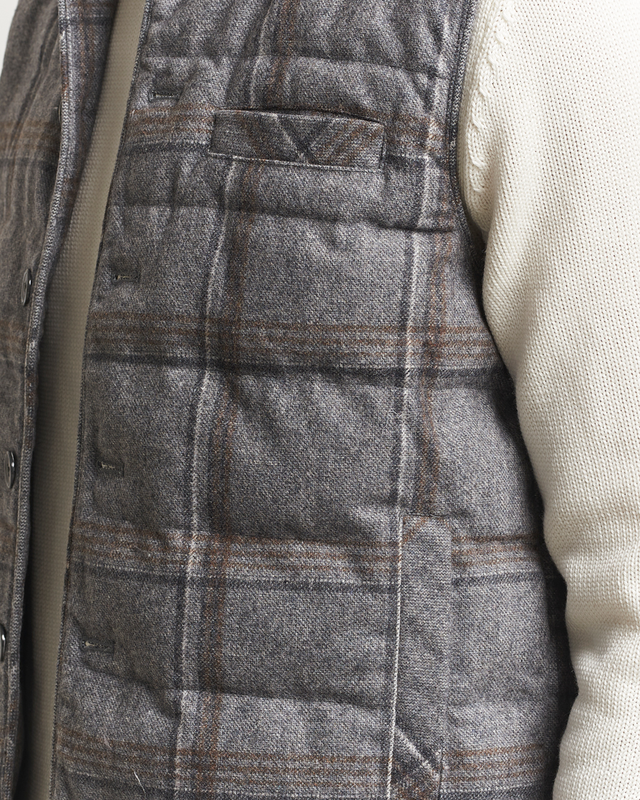Hombres | Chalecos | Stenströms | Check Wool Padded Vest Grey