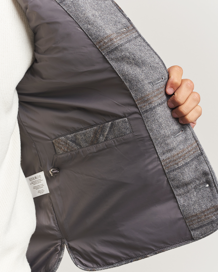 Hombres | Chalecos | Stenströms | Check Wool Padded Vest Grey