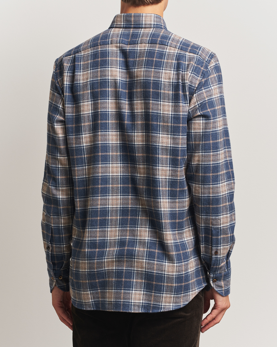Hombres | Camisas | Stenströms | Regular Fit Multi Check Flannel Shirt Blue/Brown
