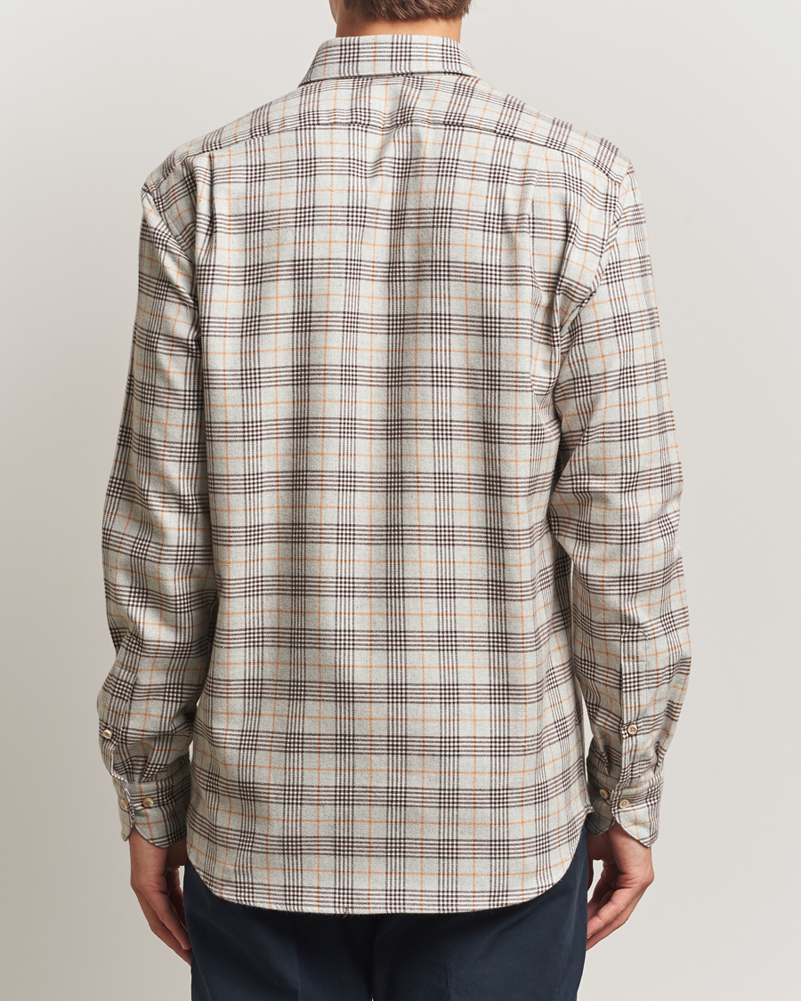 Hombres | Camisas | Stenströms | Regular Fit Cut Away Check Flannel Shirt Beige