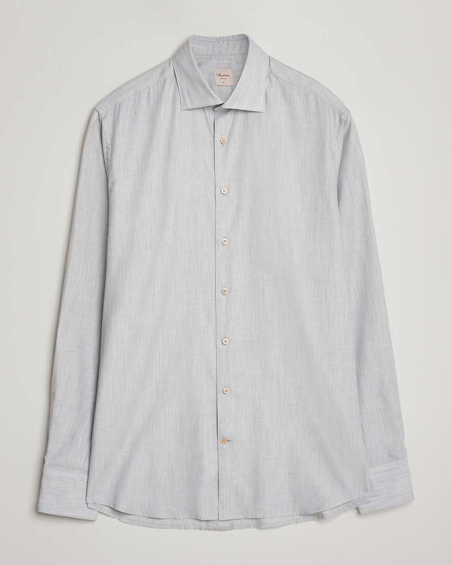 Hombres | Camisas | Stenströms | Regular Fit Brushed Mini Herringbone Shirt Grey