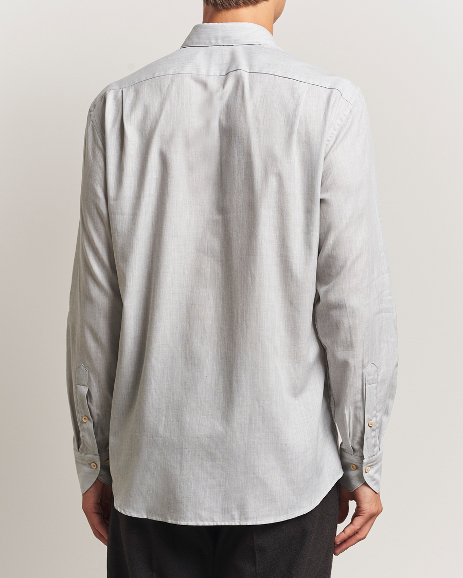 Hombres | Camisas | Stenströms | Regular Fit Brushed Mini Herringbone Shirt Grey