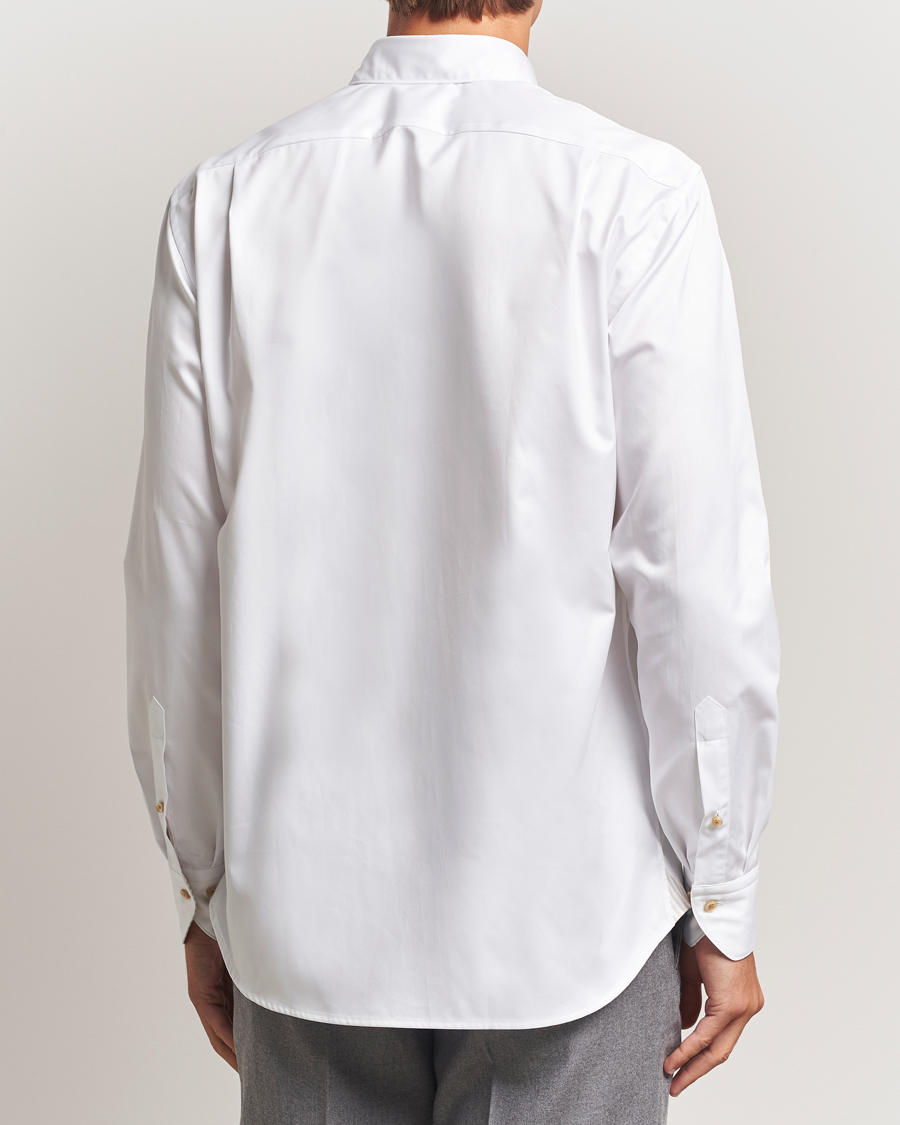 Hombres | Camisas | Stenströms | Regular Fit Cotton Twill Contrast Shirt White