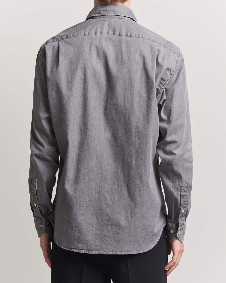 Hombres | Camisas | Stenströms | Regular Fit Garment Washed Denim Shirt Grey