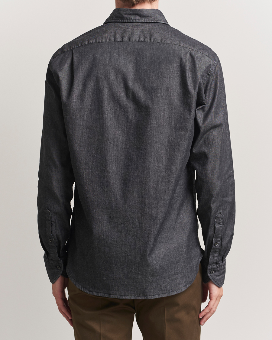 Hombres | Camisas | Stenströms | Regular Fit Garment Washed Denim Shirt Black
