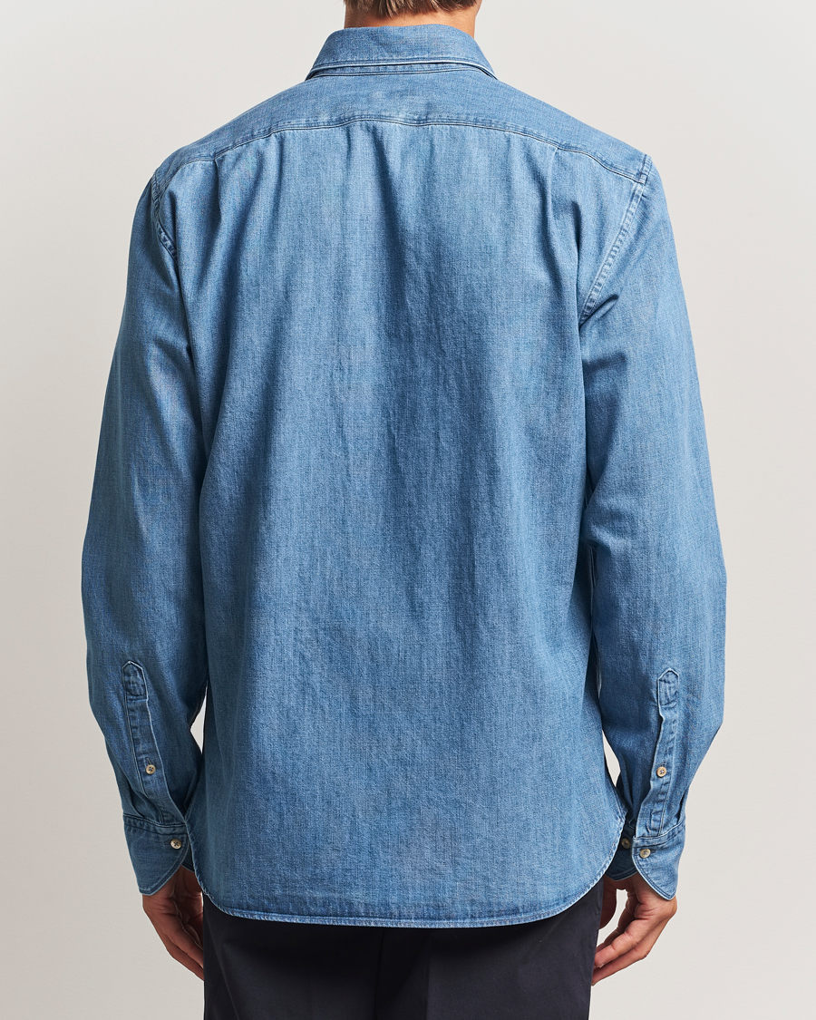 Hombres | Camisas | Stenströms | Regular Fit Pocket Denim Shirt Blue