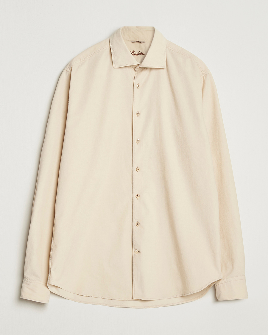 Hombres | Camisas | Stenströms | Regular Fit Cut Away Cord Shirt Beige