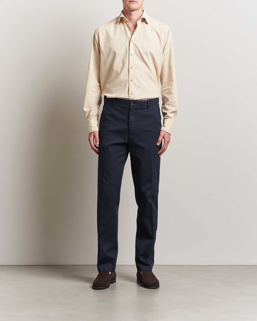 Hombres | Camisas | Stenströms | Regular Fit Cut Away Cord Shirt Beige