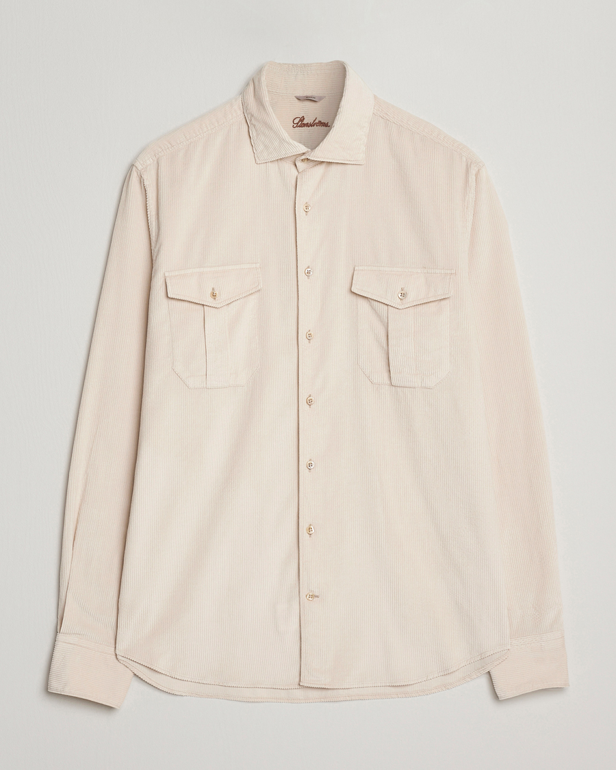 Hombres | Camisas | Stenströms | Regular Fit Cord Pocket Shirt Beige